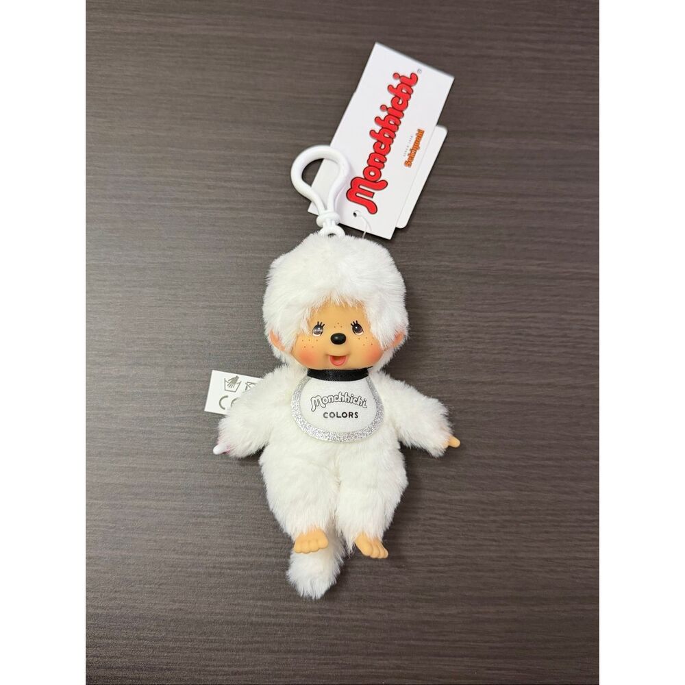 Monchhichi Colors White Plush Bag Clip Keychain